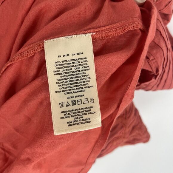 Anthropologie Akemi + Kin Dress Size Small Coral Pink Josephine Embroidered Boho - Picture 7 of 8